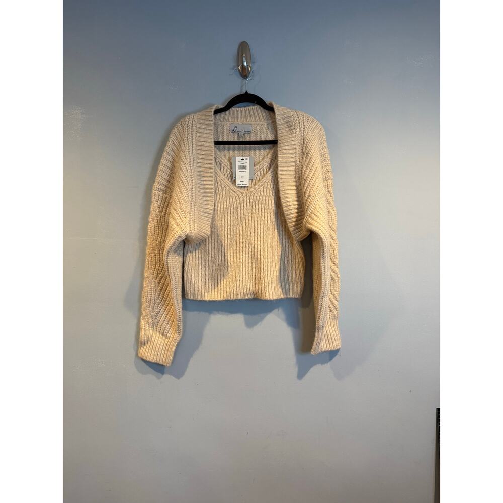 dh New York Rue Shrug/Tank Combo Sweater – Oat – Size L – NWT